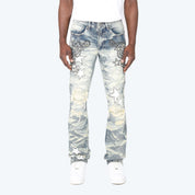 Stacked Flared Maximalist Studded R&R Jeans