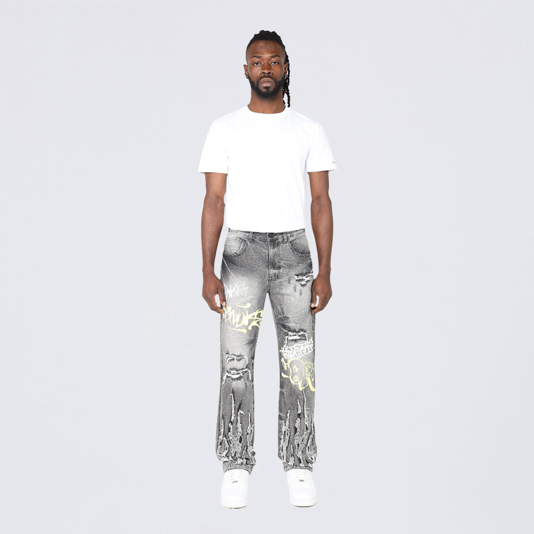 Long Straight Dystopia Jeans - Eris Grey