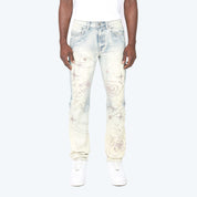 Long Slim Maximalist Pearl Studded Jeans