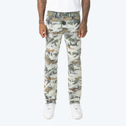 Long Straight Camo Flocked Jeans