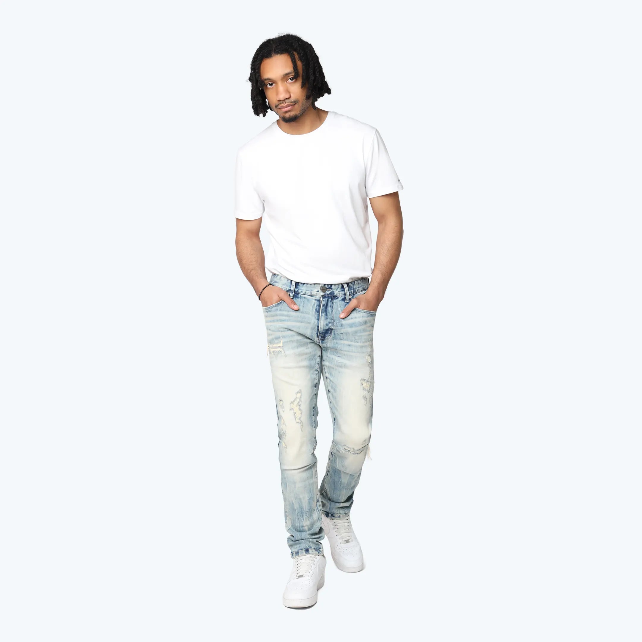 Blue Java Jeans Slim Vintage Washed Jeans - Mojave Blue - Smoke Rise NY