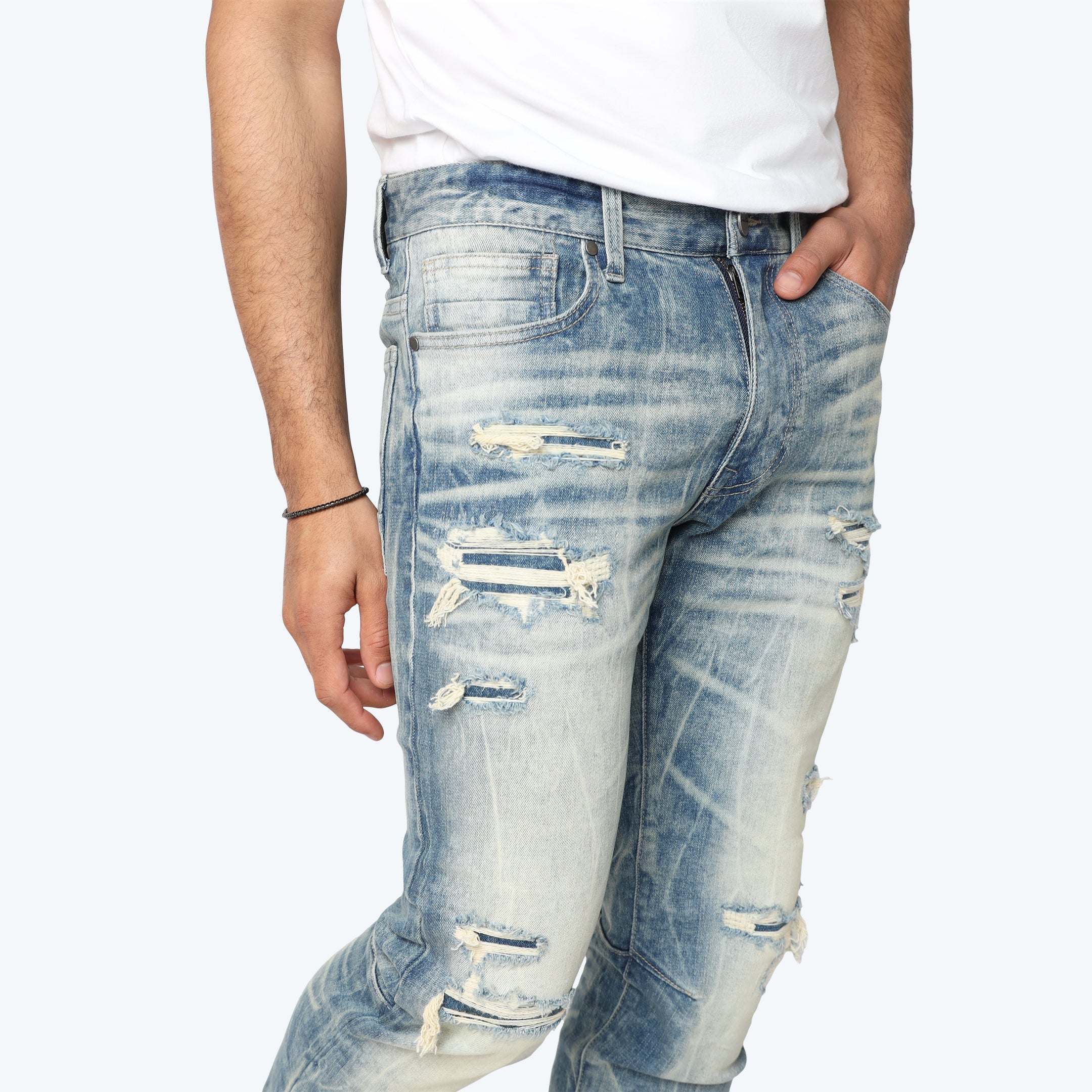 Slim Vintage Washed Jeans - Vespera Blue