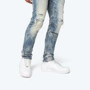 Slim Vintage Washed Jeans - Vespera Blue