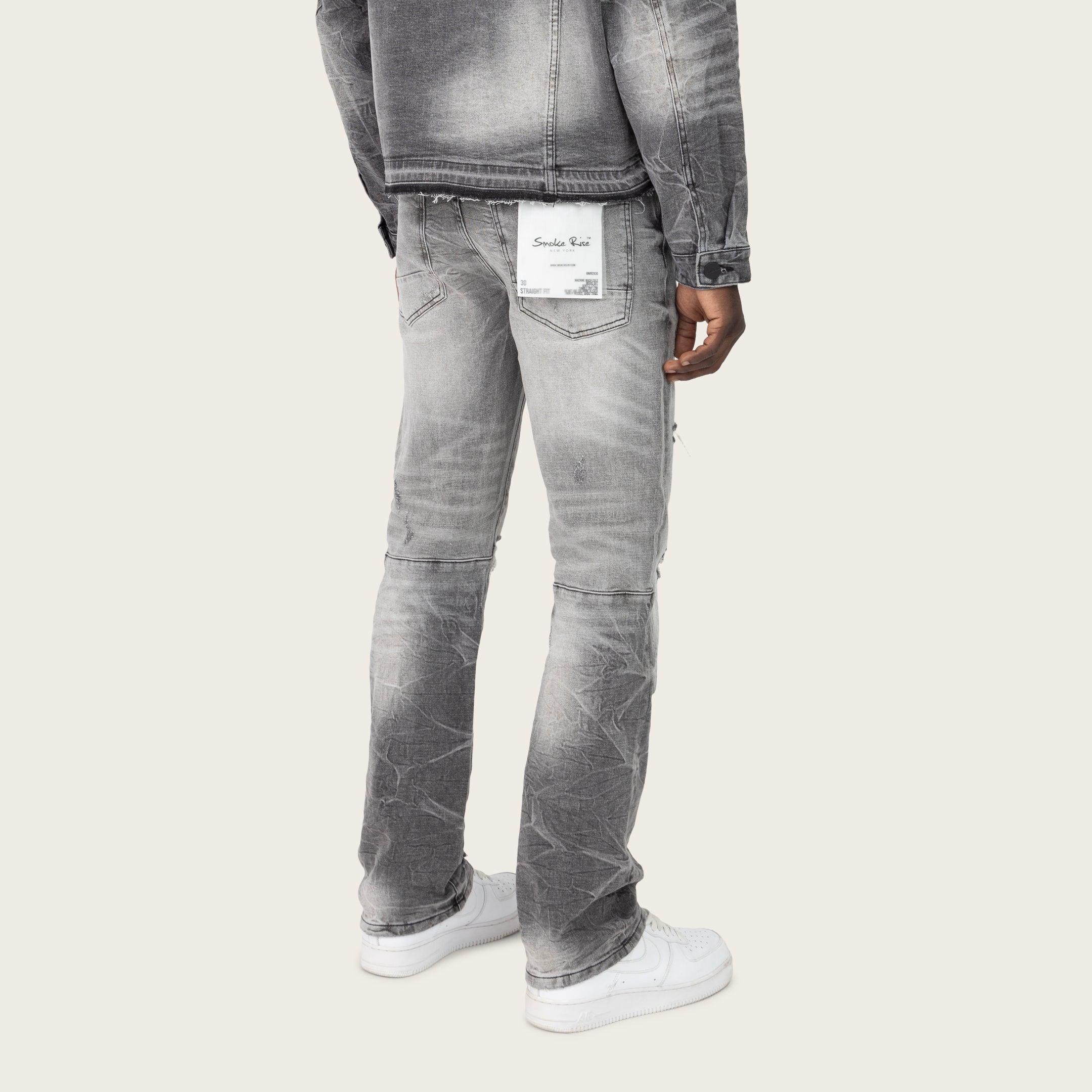 Straight Heavy Whisker Effect Jeans - Astro Black