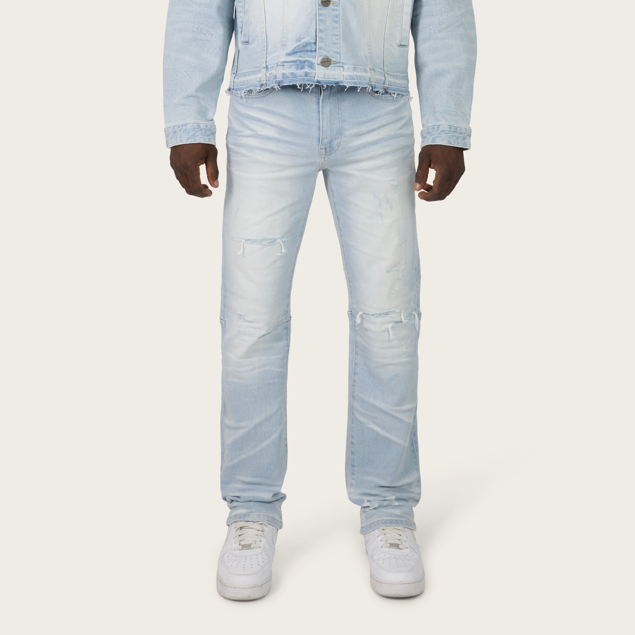 Men's Denim Jeans | Distressed, Black, Classic Wash | Smoke Rise NY