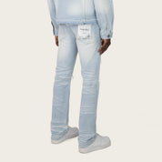 Straight Heavy Whisker Effect Jeans - Kori Blue