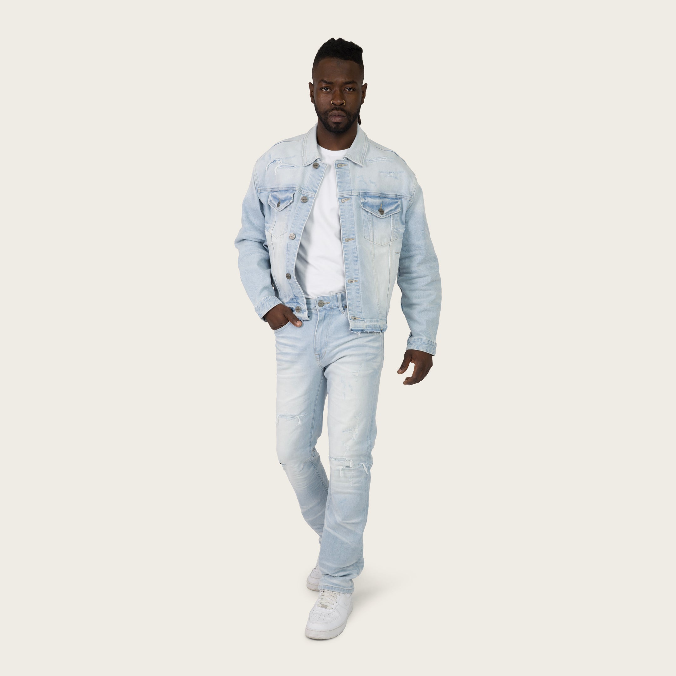 Men's Denim Jeans | Distressed, Black, Classic Wash | Smoke Rise NY
