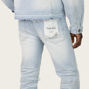Straight Heavy Whisker Effect Jeans - Kori Blue