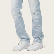 Straight Heavy Whisker Effect Jeans - Kori Blue