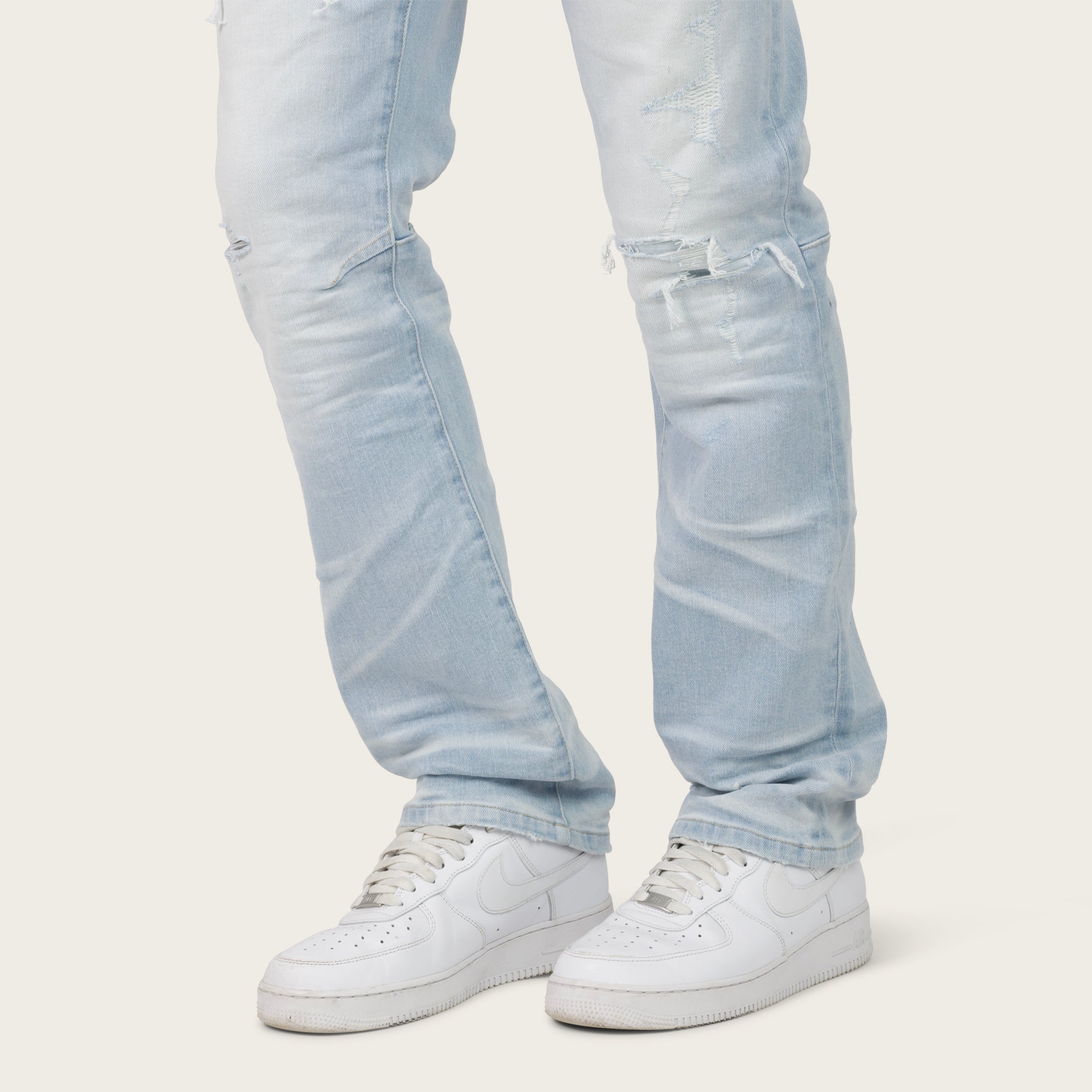 Straight Heavy Whisker Effect Jeans - Kori Blue