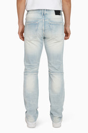 Heavy Whisker Effect Jeans - Lily Blue
