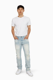 Heavy Whisker Effect Jeans - Lily Blue