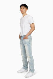 Heavy Whisker Effect Jeans - Lily Blue
