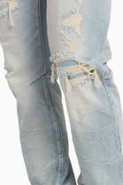 Heavy Whisker Effect Jeans - Lily Blue