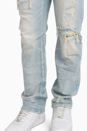 Heavy Whisker Effect Jeans - Lily Blue