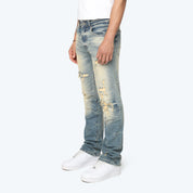 Straight Heavy Whisker Effect Jeans - Owens Blue