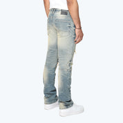 Straight Heavy Whisker Effect Jeans - Owens Blue