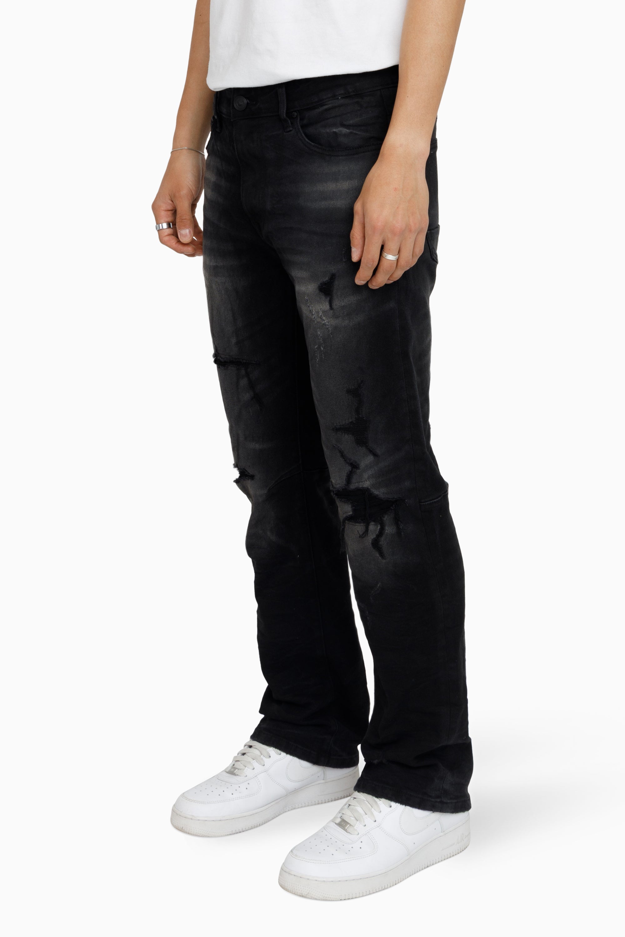 Heavy Whisker Effect Jeans - Tetra Black