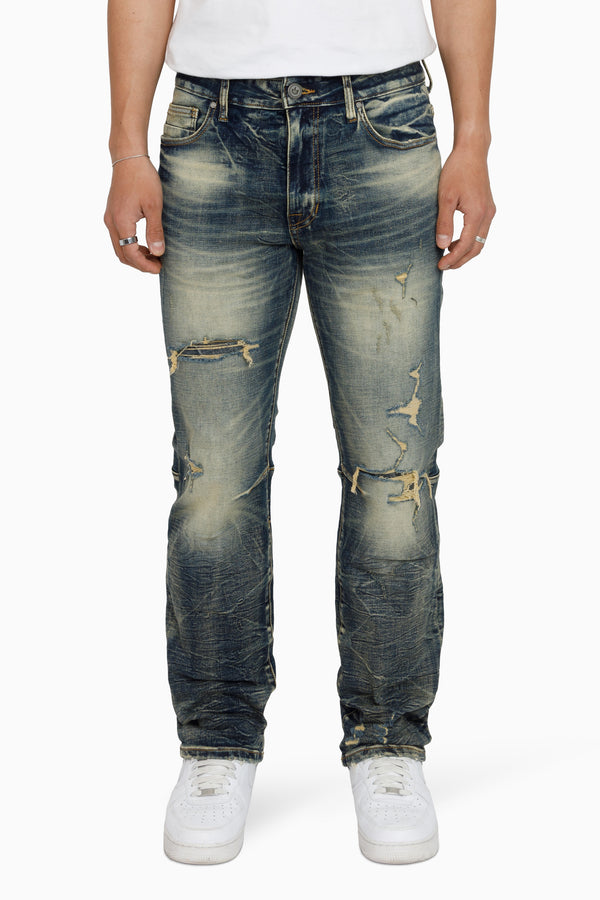 Heavy Whisker Effect Jeans - Vail Blue