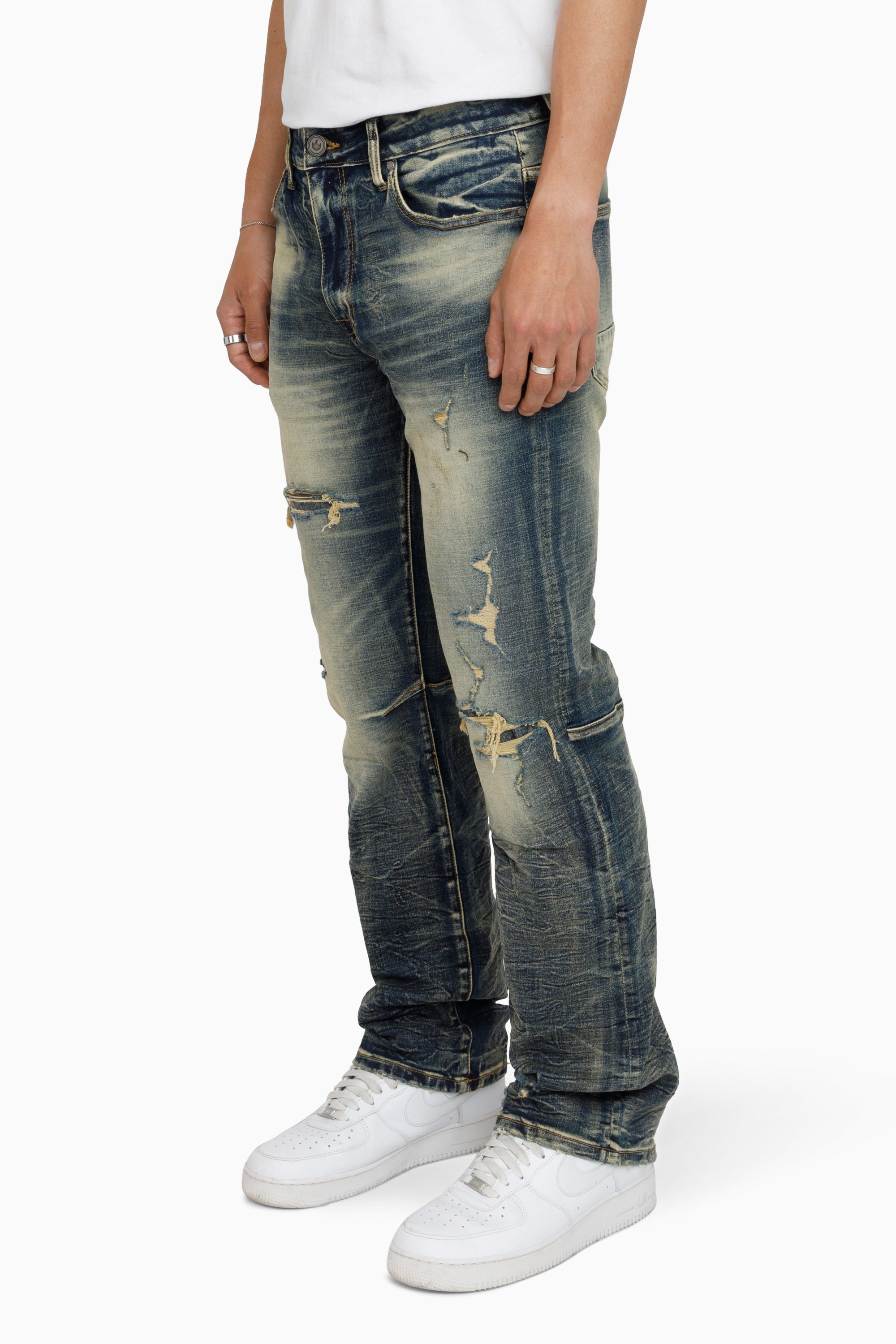 Heavy Whisker Effect Jeans - Vail Blue