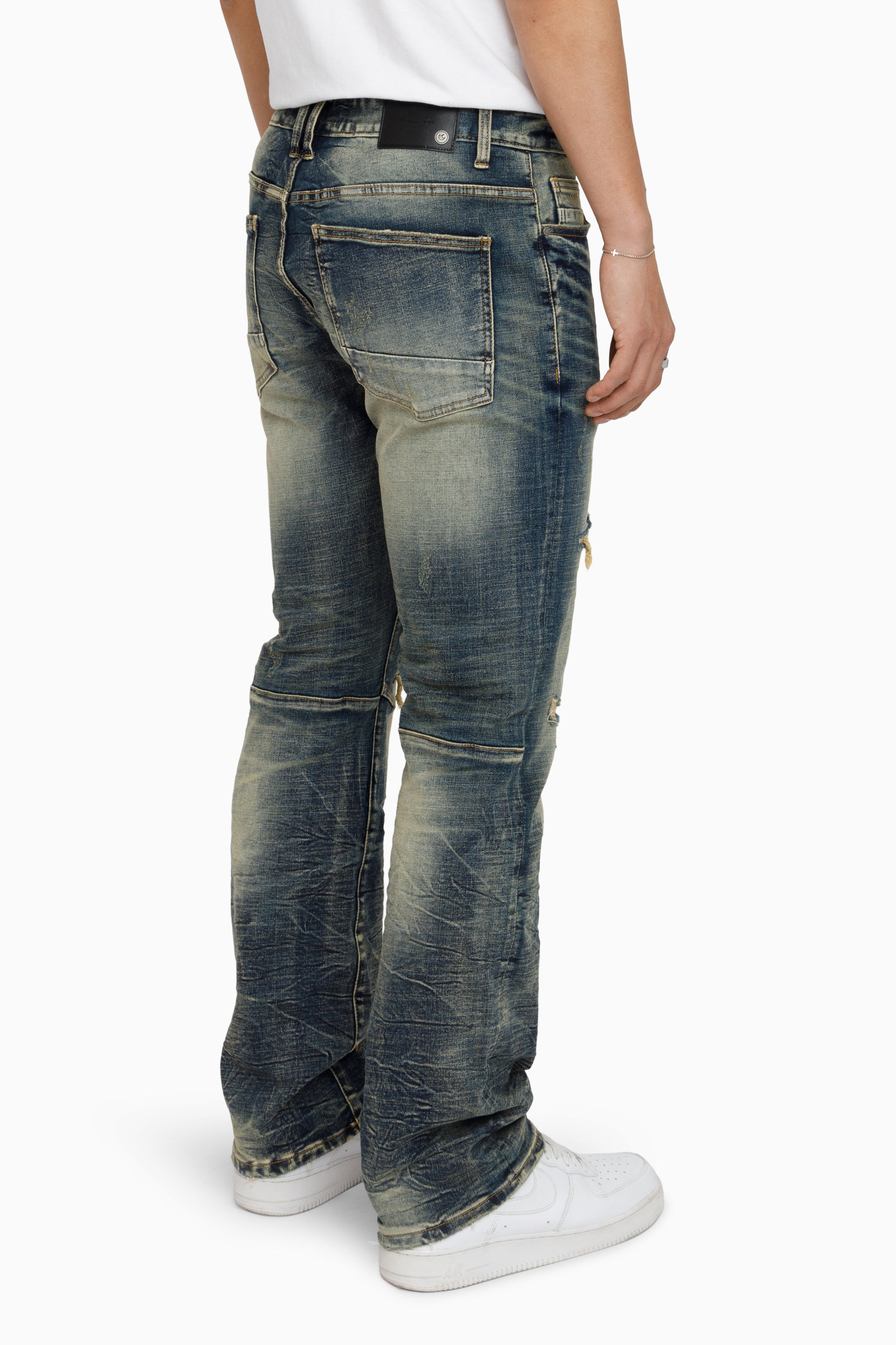 Heavy Whisker Effect Jeans - Vail Blue