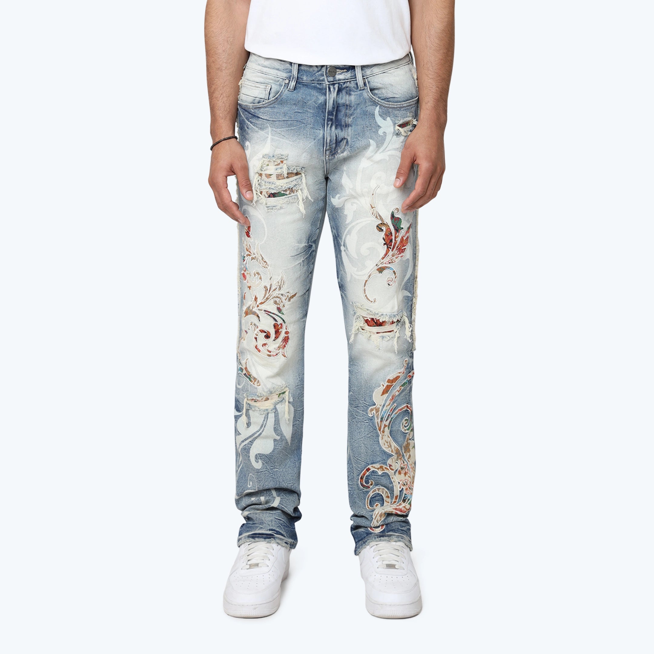 Long Straight Academy Jeans - Rhodes Blue