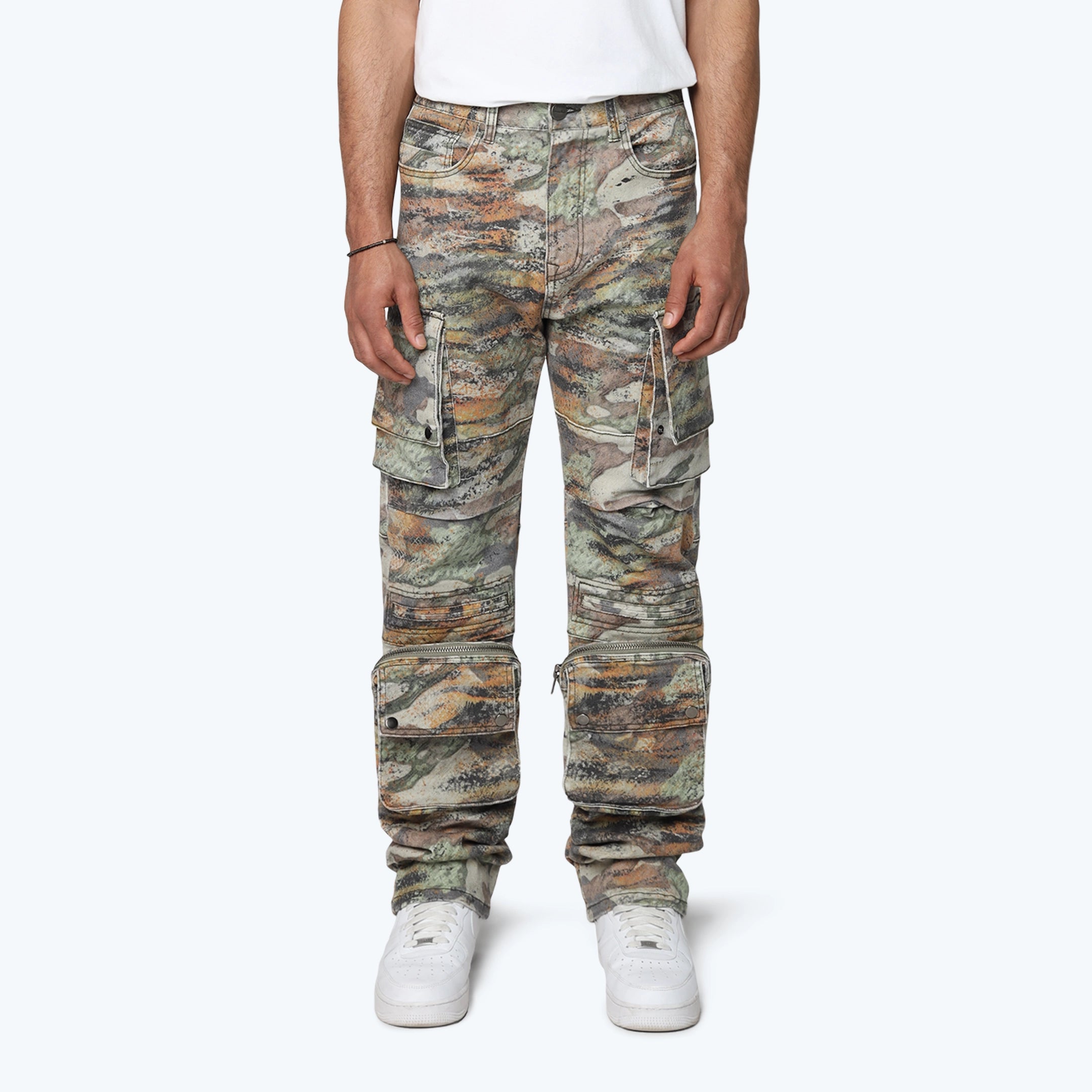 Long Straight Wilds Utility Twill Pants - Tiger Camo
