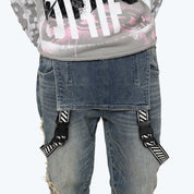 Long Straight Havoc Denim Overalls - Cydonia Blue