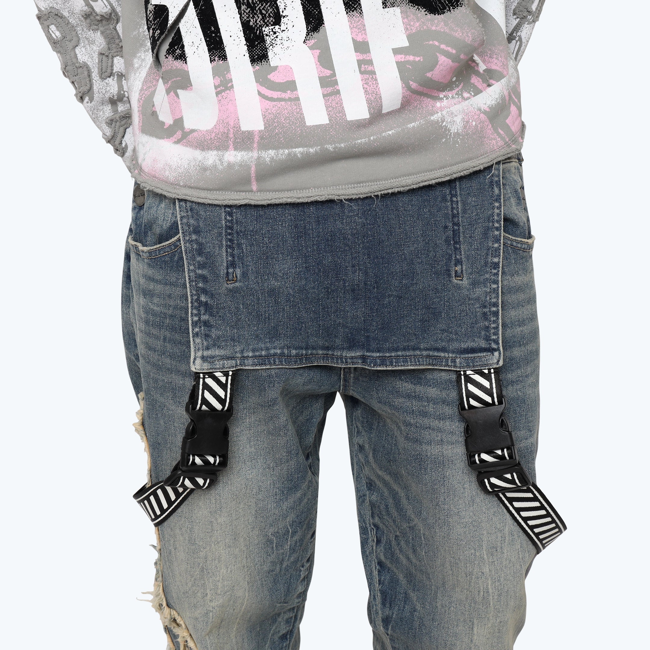 Long Straight Havoc Denim Overalls - Cydonia Blue