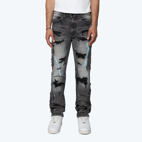 Long Straight Paradise Color Weft Jeans - Eris Grey