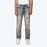 Long Straight Paradise Color Weft Jeans - Hazel Blue