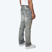 Long Straight Paradise Color Weft Jeans - Hazel Blue