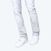 Stacked Rhinestone Jeans - Bullet Grey