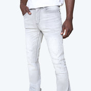 Stacked Rhinestone Jeans - Bullet Grey