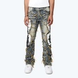 Lazy Stacked Victory Color Weft Jeans - Kelly Blue