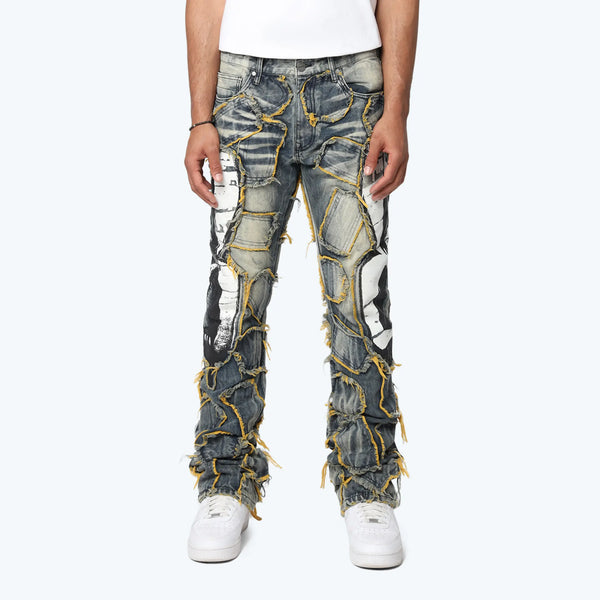 Lazy Stacked Victory Color Weft Jeans - Kelly Blue