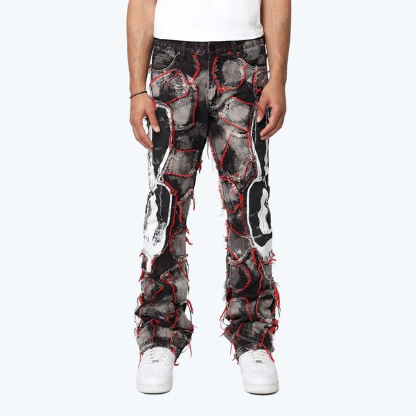 Lazy Stacked Victory Color Weft Jeans - Nickel Black