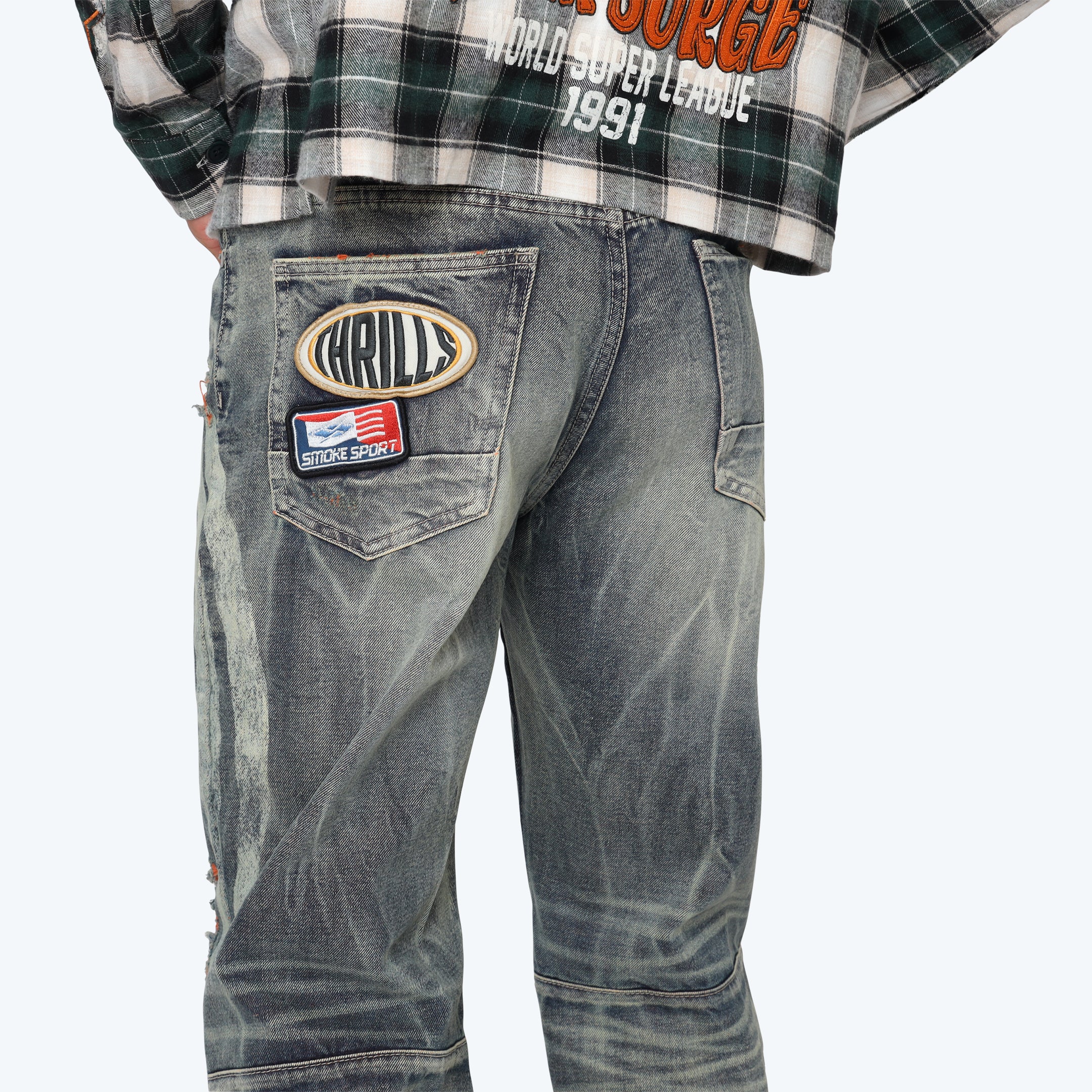 Lazy Stacked Thrills Jeans - Imperial Blue