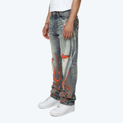 Lazy Stacked Thrills Jeans - Imperial Blue
