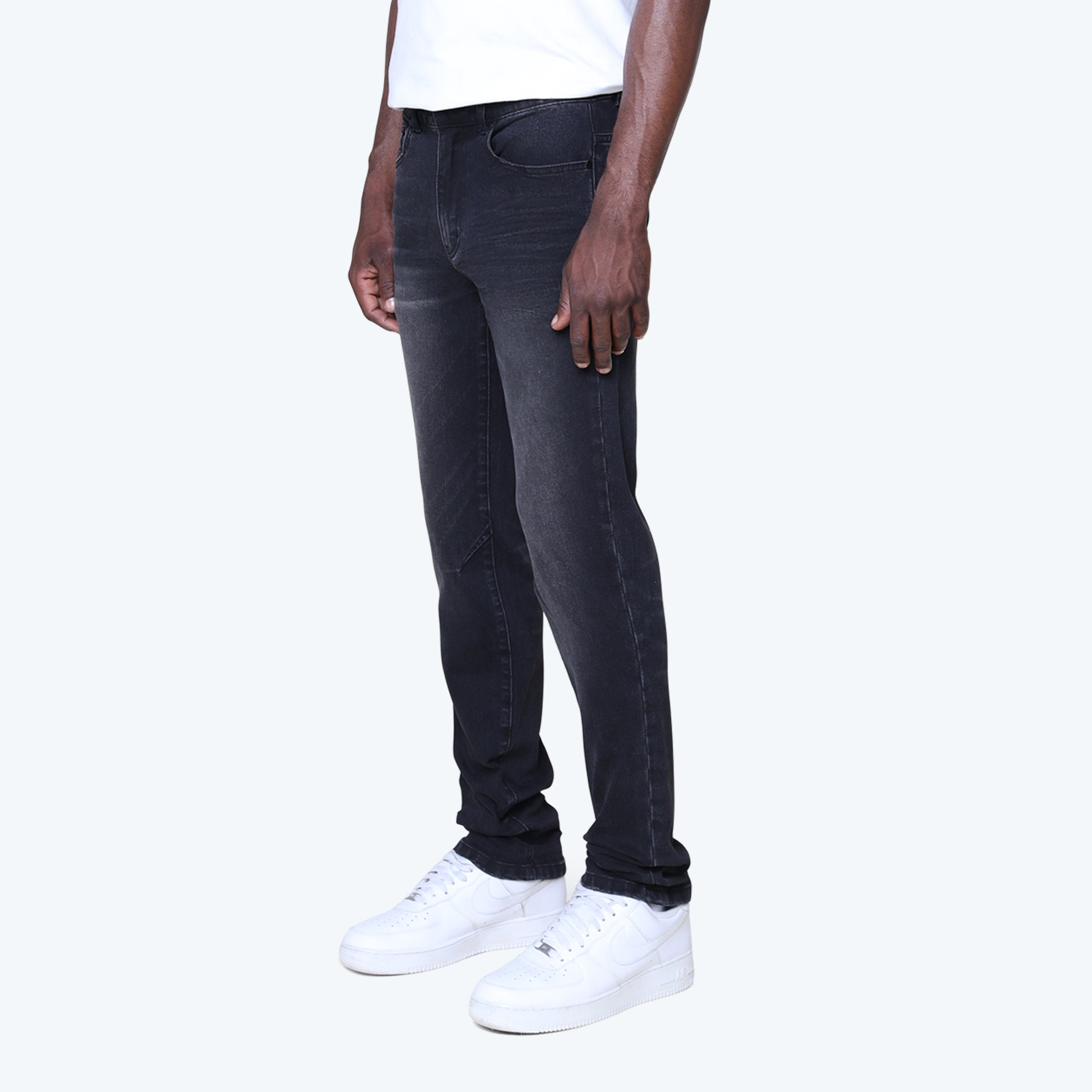 Slim Vintage Washed Plain Jeans - Lamour Black