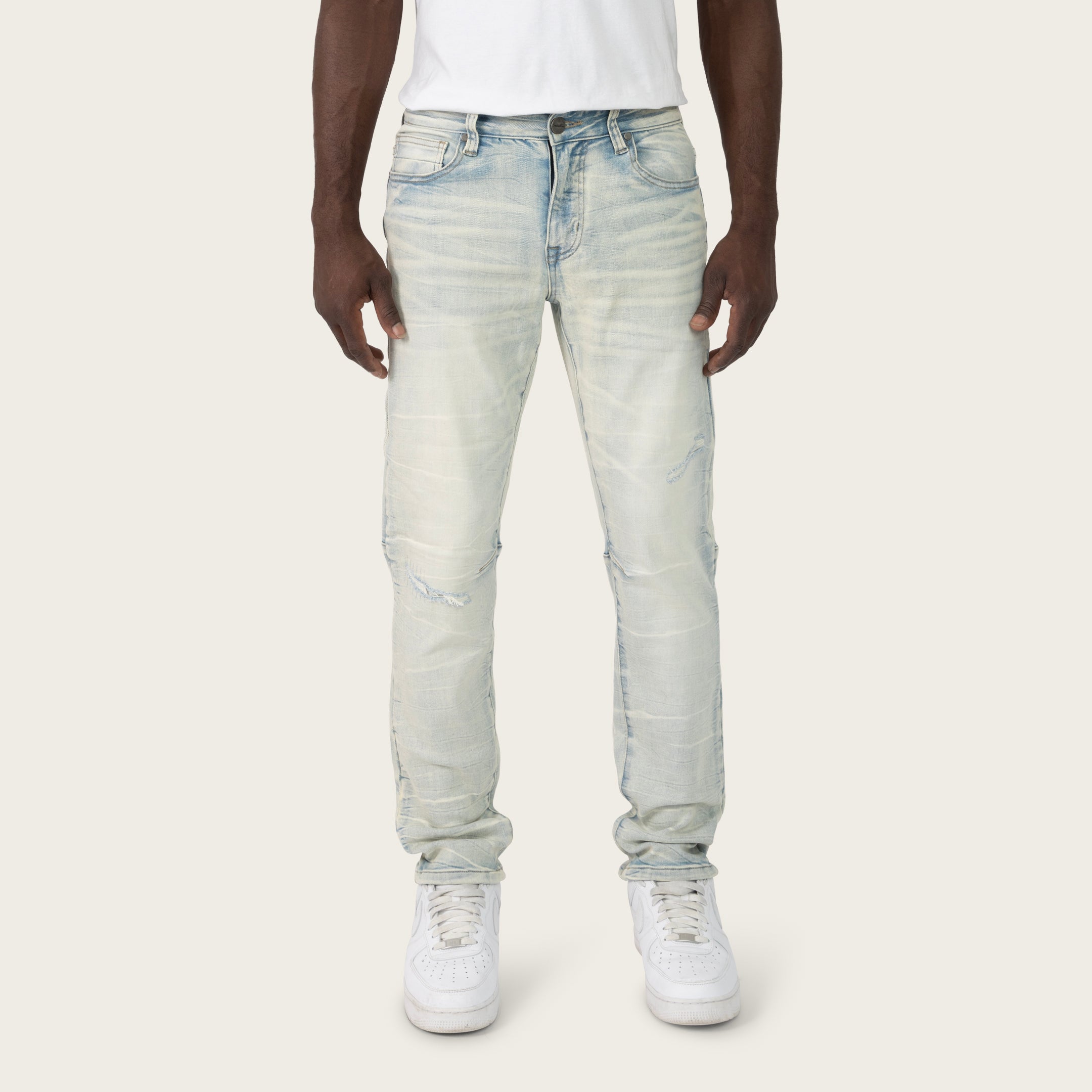 Slim Crystal Effect Washed Jeans - Hatherly Blue