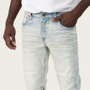 Slim Crystal Effect Washed Jeans - Hatherly Blue