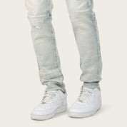 Slim Crystal Effect Washed Jeans - Hatherly Blue