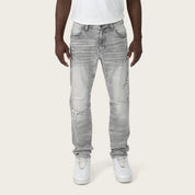 Slim Crystal Effect Washed Jeans - Heaven Grey