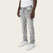 Slim Crystal Effect Washed Jeans - Heaven Grey