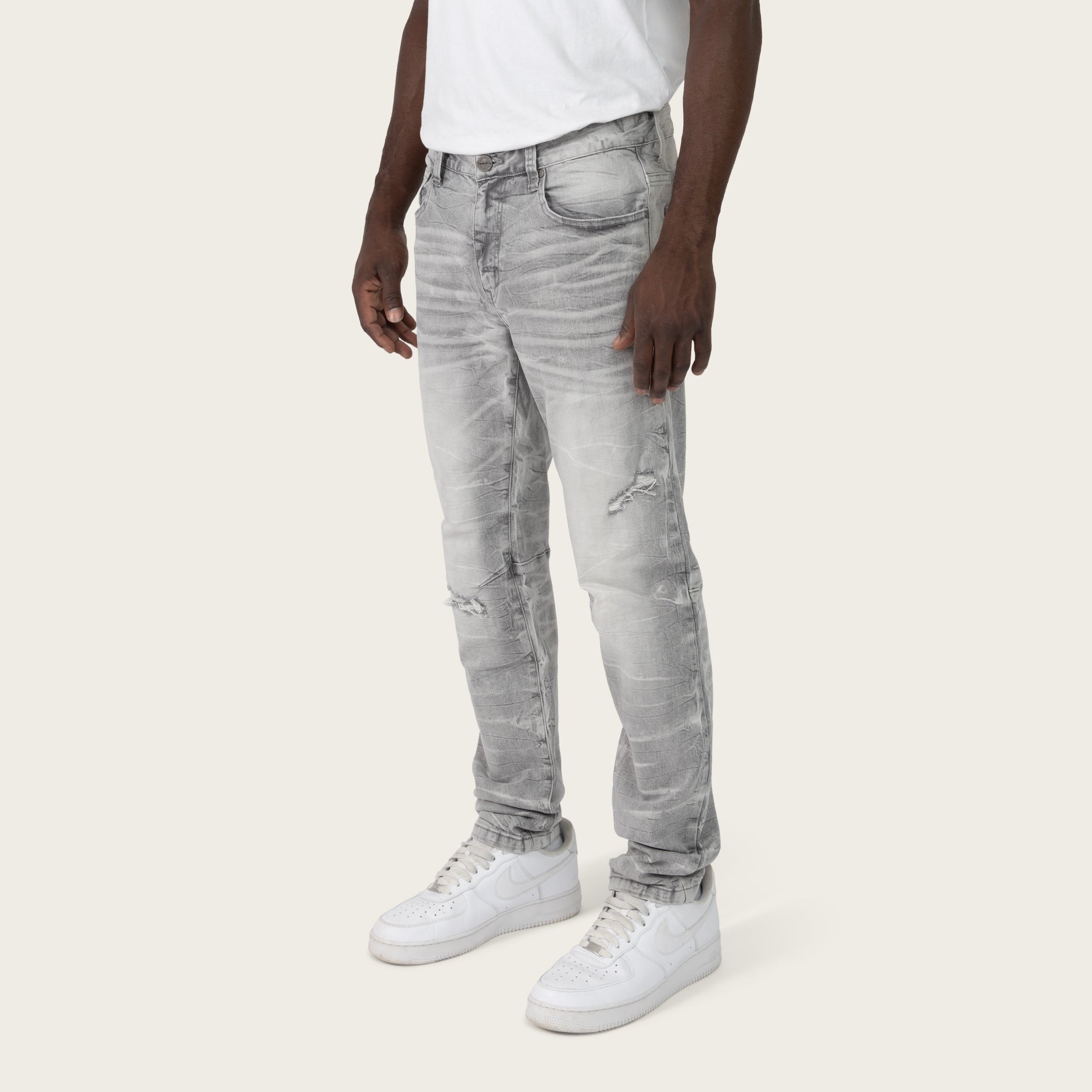 Slim Crystal Effect Washed Jeans - Heaven Grey