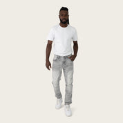 Slim Crystal Effect Washed Jeans - Heaven Grey