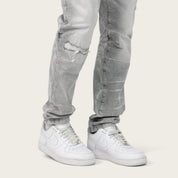 Slim Crystal Effect Washed Jeans - Heaven Grey