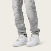 Slim Crystal Effect Washed Jeans - Heaven Grey