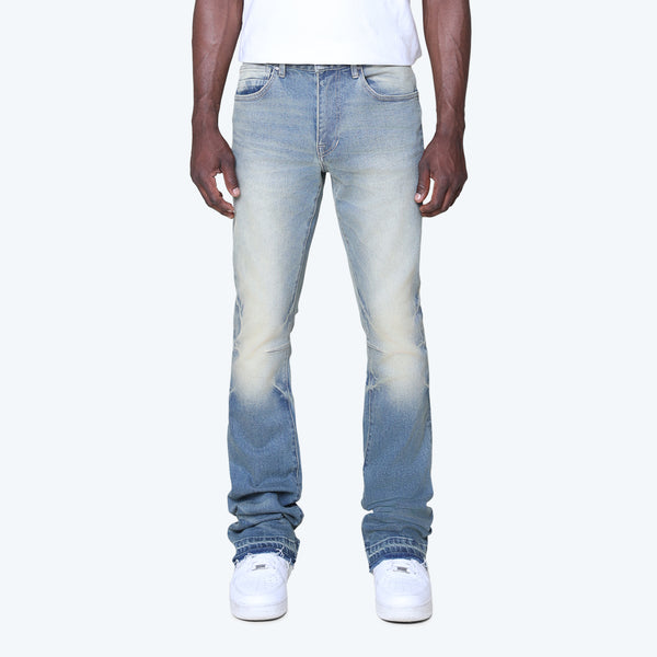 Stacked Vintage Wash Plain Jeans - Owens Blue